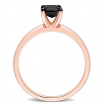 Emerald Cut Black Diamond Solitaire Ring in 14k Rose Gold (1.00ct)