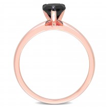 Pear Cut Black Diamond Solitaire Ring in 14k Rose Gold (1.00ct)