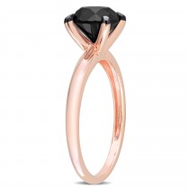 Round Cut Black Diamond Solitaire Ring in 14k Rose Gold (2.00ct)