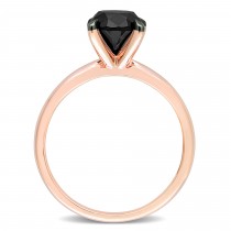 Round Cut Black Diamond Solitaire Ring in 14k Rose Gold (2.00ct)