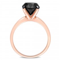 Round Cut Black Diamond Solitaire Ring in 14k Rose Gold (3.00ct)