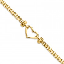 Fancy Heart Anklet Bracelet in 14k Yellow Gold