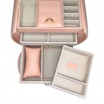 Allurez Pink Vegan Leather Multilayer Compartment Jewelry Box