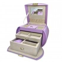 Allurez Purple Vegan Leather Multilayer Compartment Jewelry Box