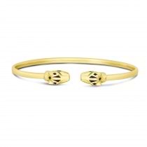 Open Cuff Panther Bangle Gold Bracelet in 14k Yellow