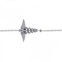 Diamond Caduceus Medical Symbol Bracelet 14k White Gold (0.13ct)