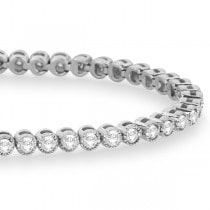 Bezel Set Eternity Diamond Tennis Bracelet 14k White Gold (2.00ct)