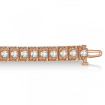 Eternity Diamond Tennis Bracelet Vintage Style 14k Rose Gold (4.25ct)