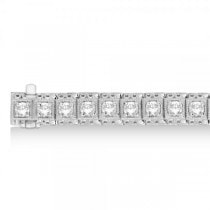 Eternity Diamond Tennis Bracelet Vintage Style 14k White Gold (4.25ct)