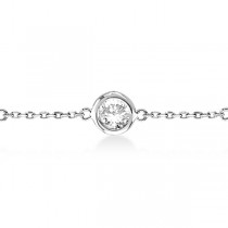 Diamond Anklet Bracelet Bezel Set 14K White Gold (1.50ct)
