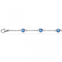 Fancy Blue Diamond Station Bracelet Beze-Sett 14K White Gold (1.50ct)