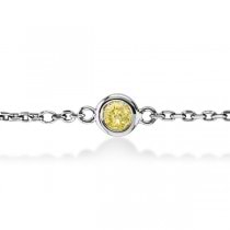 Fancy Yellow Diamond Station Bracelet Beze-Set 14K White Gold (1.50ct)