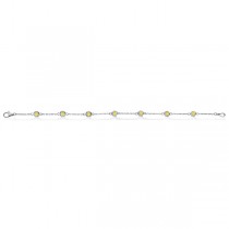 Fancy Yellow Diamond Station Bracelet Beze-Set 14K White Gold (0.37ct)