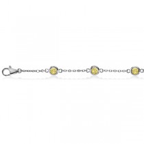 Fancy Yellow Diamond Anklet Bracelet 14K White Gold (0.50ct)