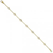 Diamond Anklet Bracelet Bezel Set 14K Yellow Gold (0.75ct)