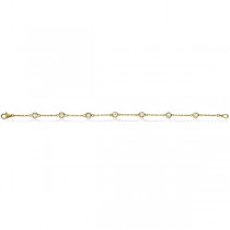 Diamond Anklet Bracelet Bezel Set 14K Yellow Gold (0.75ct)