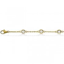 Lab Grown Diamond Anklet Bracelet Bezel Set 14K Yellow Gold (0.75ct)