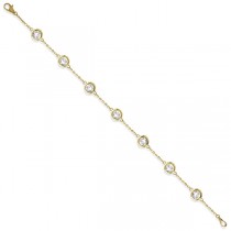 Diamond Anklet Bracelet Bezel Set 14K Yellow Gold (1.50ct)