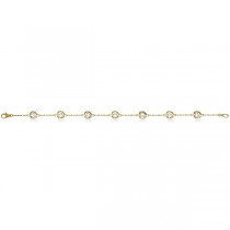 Diamond Anklet Bracelet Bezel Set 14K Yellow Gold (1.50ct)