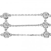 3 Row Bezel Set Diamonds By The Yard Anklet 14K White Gold (2.00ct)