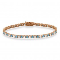Alternating Diamond & Aquamarine Eternity Tennis Bracelet 14K Rose Gold (7.22ct)