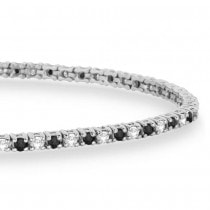 Alternating Diamond & Black Diamond Eternity Bracelet 14K White Gold (10.01ct)