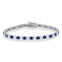 Alternating Diamond & Blue Sapphire Eternity Bracelet 14K White Gold (11.87ct)