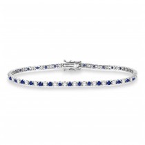 Alternating Diamond & Blue Sapphire Eternity Bracelet 14K White Gold (3.47ct)