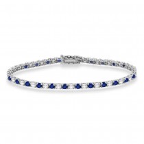 Alternating Diamond & Blue Sapphire Eternity Bracelet 14K White Gold (5.03ct)