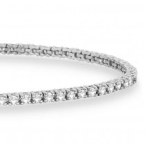 Diamond &  Aquamarine Eternity Tennis Bracelet 14K White Gold (0.97ct)