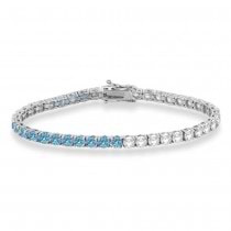 Diamond &  Aquamarine Eternity Tennis Bracelet 14K White Gold (10.11ct)