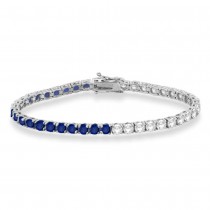 Diamond & Blue Sapphire Eternity Tennis Bracelet 14K White Gold (11.87ct)