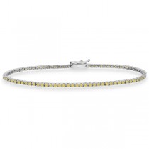 Fancy Yellow Eternity Diamond Tennis Bracelet 14k White Gold (2.10ct)