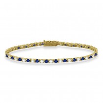 Alternating Diamond & Blue Sapphire Eternity Bracelet 14K Yellow Gold (4.39ct)