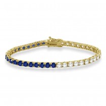 Diamond & Blue Sapphire Eternity Tennis Bracelet 14K Yellow Gold (11.87ct)