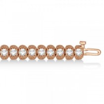 Eternity Diamond Tennis Bracelet 14k Rose Gold Milgrain (5.20 ct)