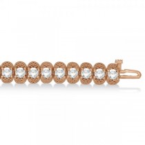 Eternity Diamond Tennis Bracelet 14k Rose Gold Milgrain (7.02 ct)