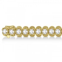 Eternity Diamond Tennis Bracelet 14k Yellow Gold Milgrain (7.02 ct)