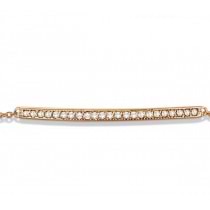 Ladies Diamond Bar Link Bracelet Pave Set 14k Rose Gold 0.15ct