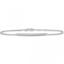 Ladies Diamond Bar Link Bracelet Pave Set 14k White Gold 0.15ct