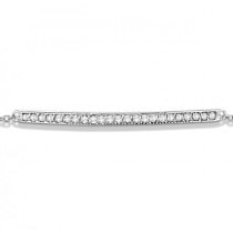 Ladies Diamond Bar Link Bracelet Pave Set 14k White Gold 0.15ct