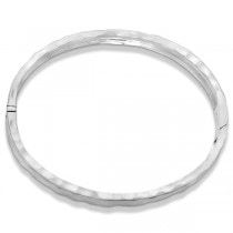 Hammered Stackable Bangle for Women 14k White Gold