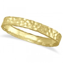 Hammered Stackable Bangle for Women in 14k Yellow Gold