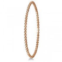 Women's Stackable Plain Metal Beaded Bangle Bracelet in 14k Rose Gold