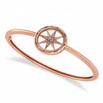 Diamond Compass Bangle Bracelet 14k Rose Gold (0.19ct)