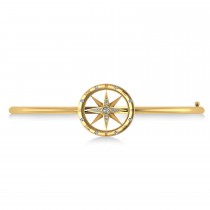 Diamond Compass Bangle Bracelet 14k Yellow Gold (0.19ct)