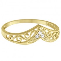 Antique Style Chevron Diamond Ring 14k Yellow Gold (0.05ct)