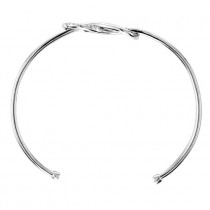 Diamond-Accented Sterling Silver Love Knot Bangle (0.02ctw)