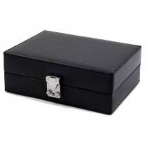 Black Genuine Leather Pigskin Lined 4 Watch Case & Valet