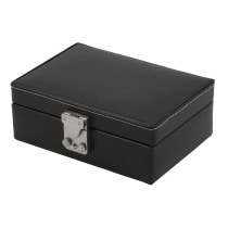 Leather Pigskin Lined Jewelry Case w/ Dividers & Slots for Cufflinks